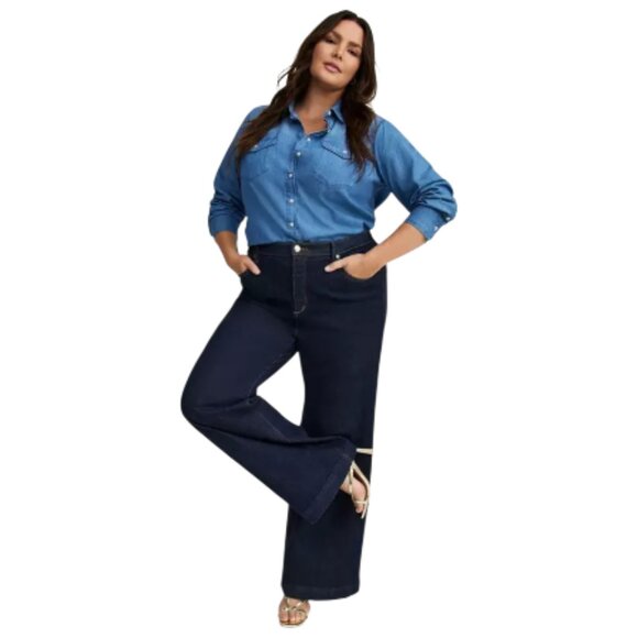 Torrid Lizzie Plus Size Denim Button-Up Shirt - Picture 3 of 10